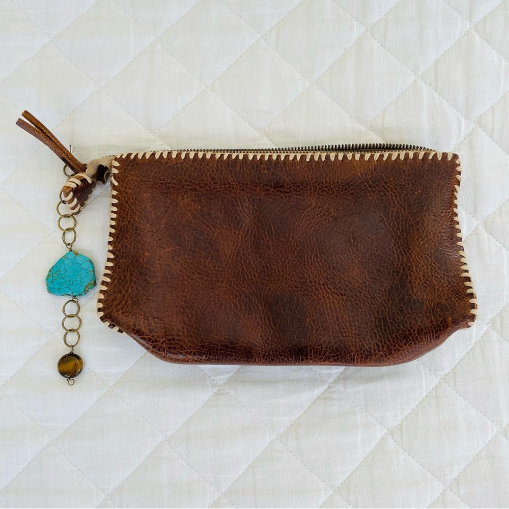 Rebecca Norman Brown Leather Clutch